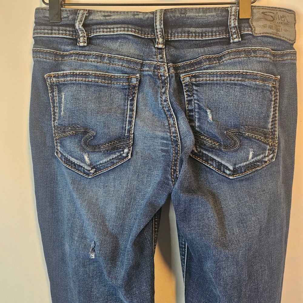 Silver Jeans Suki Bootcut 30x33‎ Dark Wash Blue Distressed Western Boho Cowgirl - Picture 5 of 11